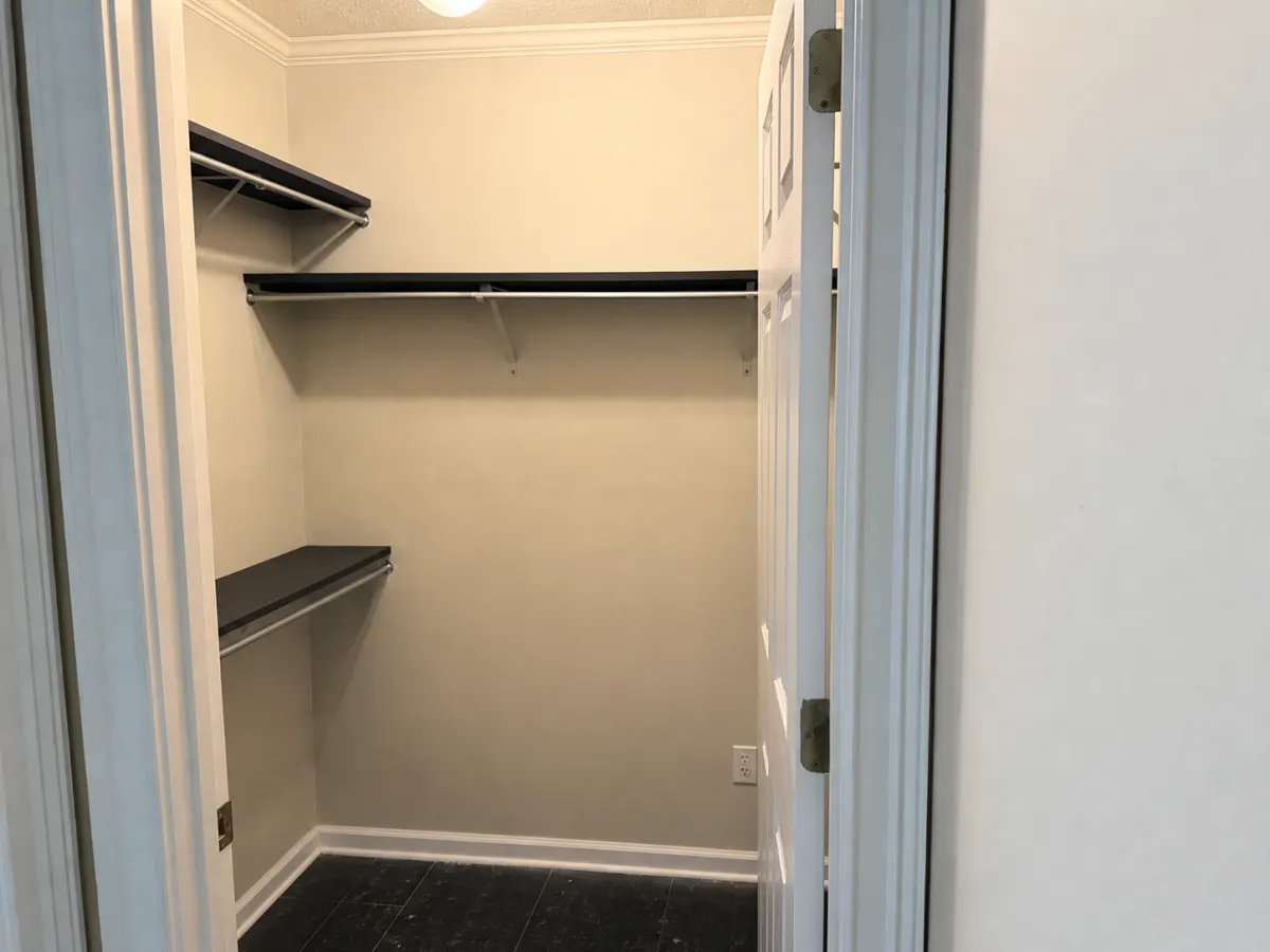 Clean empty primary walk-in closet