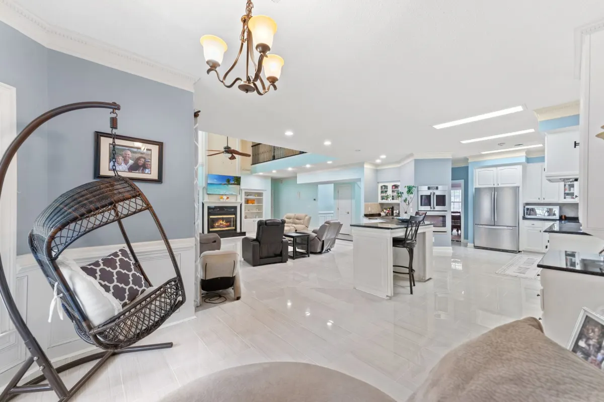 Bright open living and kitchen area