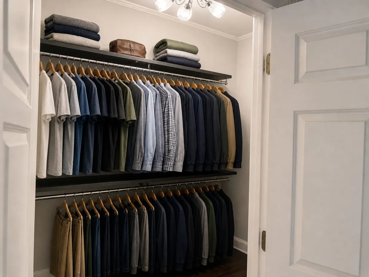 Primary walk-in closet storage